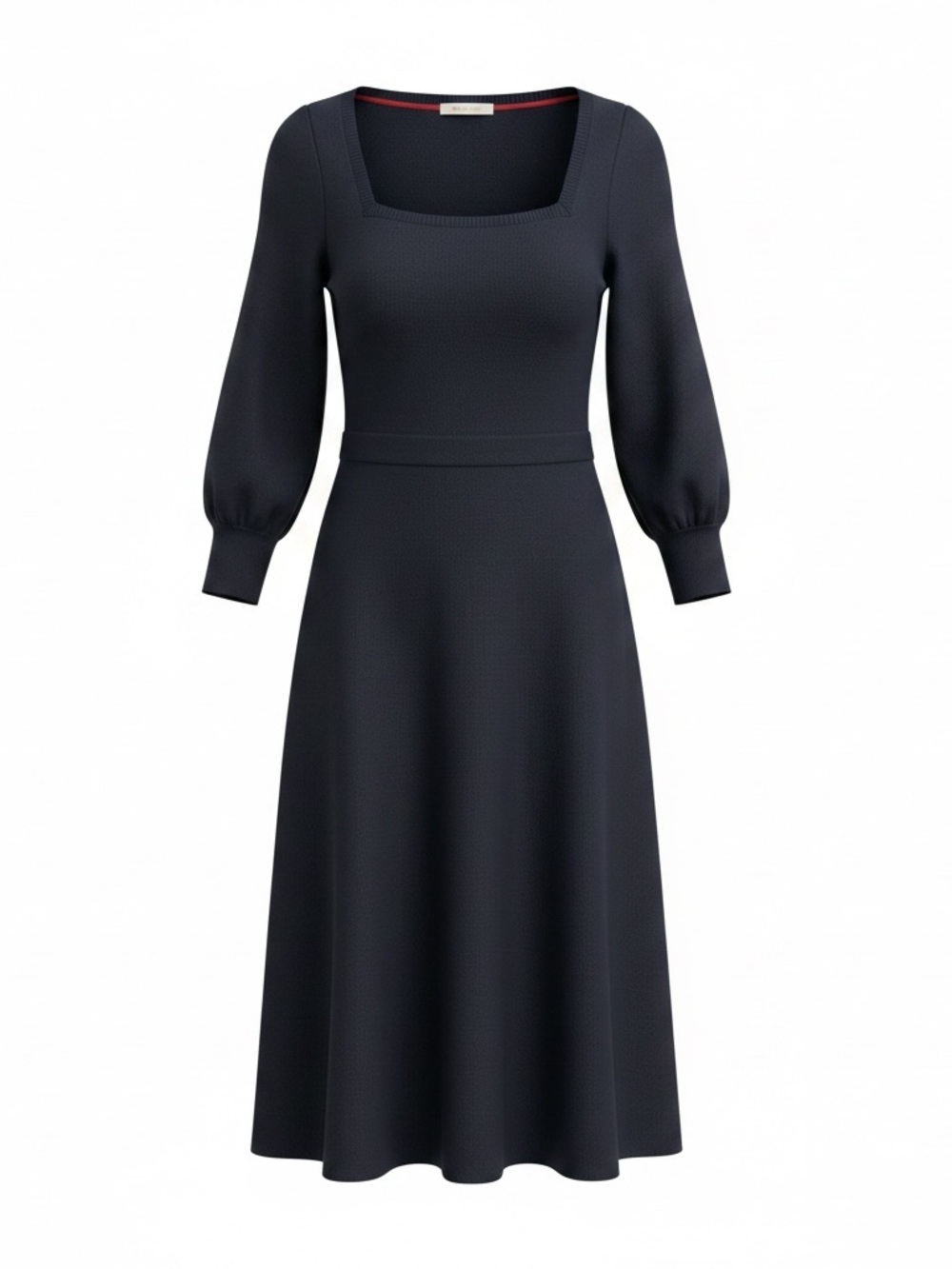 Boden Navy Square-Neck Long Sleeve Midi Dress